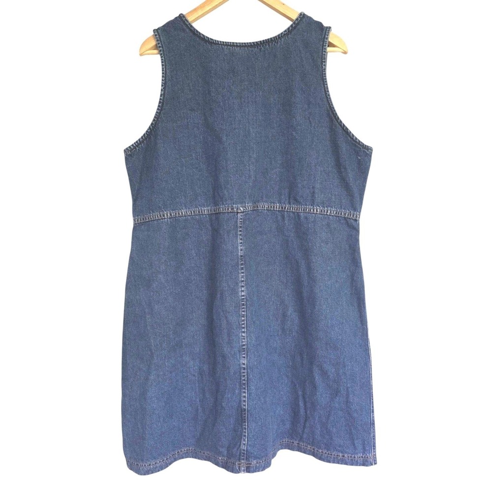 Vintage Cotton Ginny Plus Small Blue Denim Pinafore Dress 1X Sleeveless - Picture 3 of 5